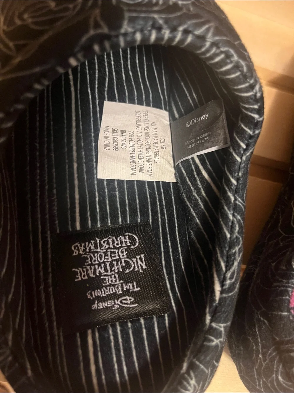 The Nightmare Before Christmas Kids One-Piece Slip-On Slippers in Black
